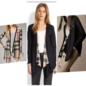 BURBERRY BRIT Reversible Open Cardigan Sweater Women’s Size S/M Black & Classic